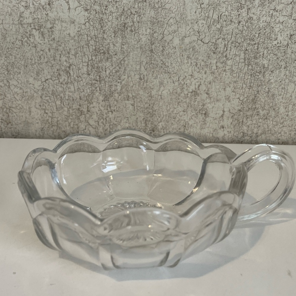 Vintage Fostoria American Coin Glass Nappy Handle Dish Candy Dish 4.5 inches
